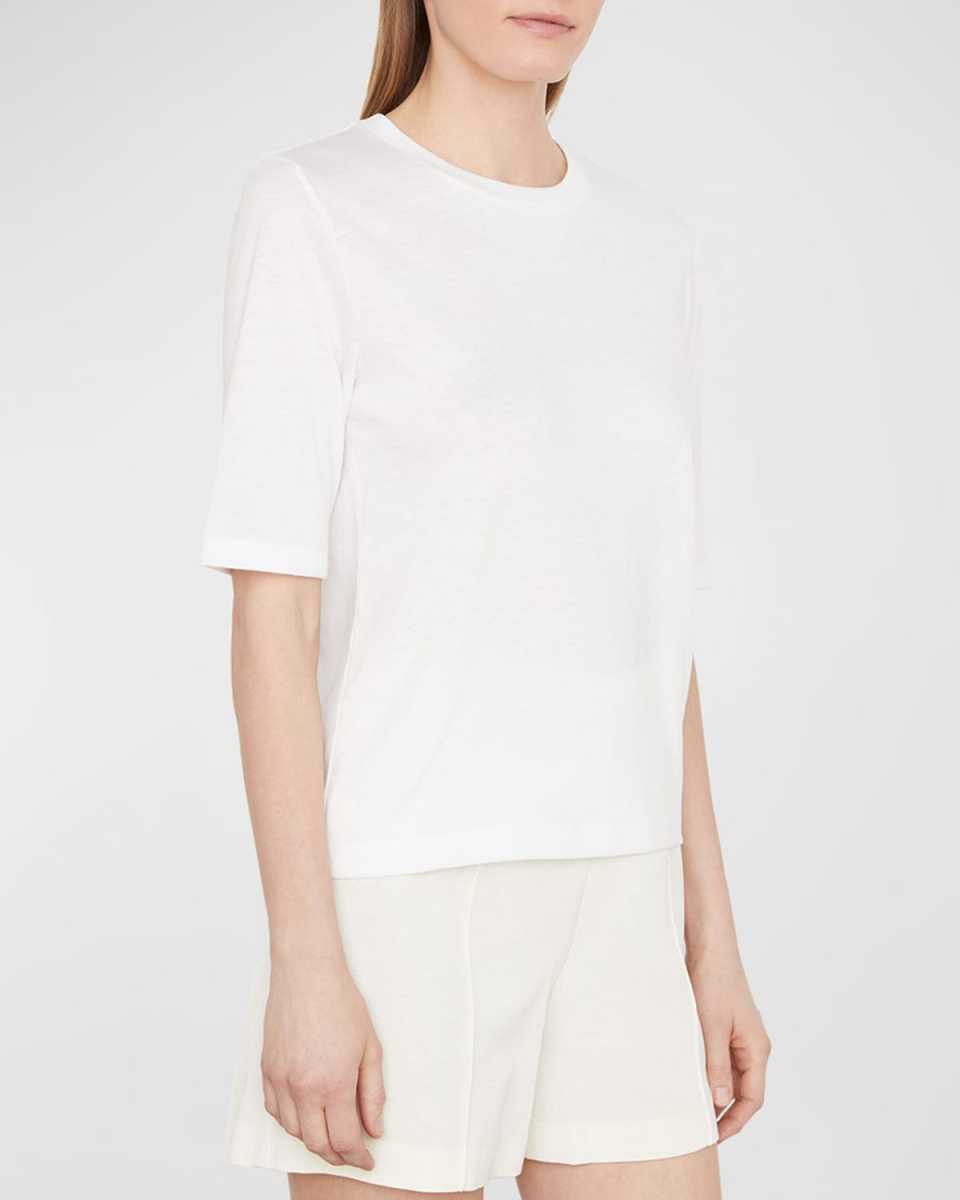 Easy Elbow-Sleeve Crewneck T-Shirt
